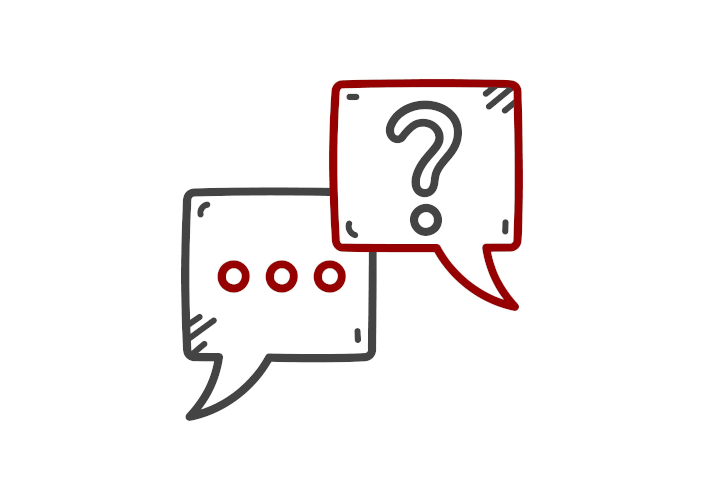 Red and gray speech bubbles with ellepsis and question mark blog post image