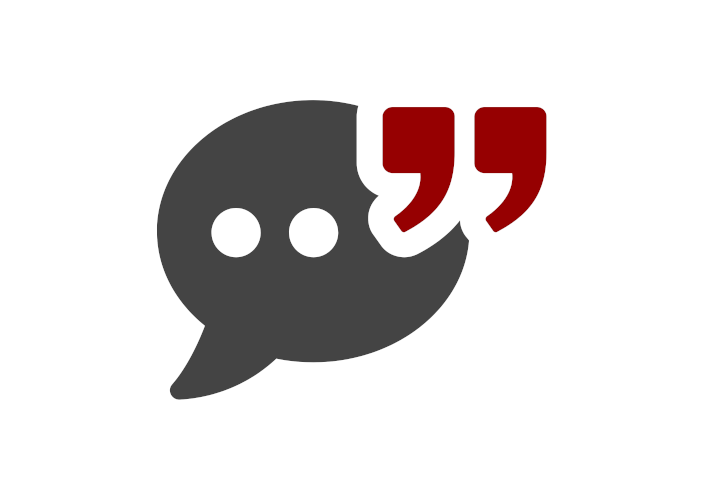 Image of gray speech bubble with red quotation marks for teaser and excerpt blog posts.