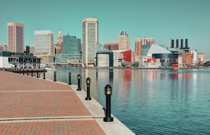 View of Baltimore City Inner Harboe skyline. Blog post featured image.